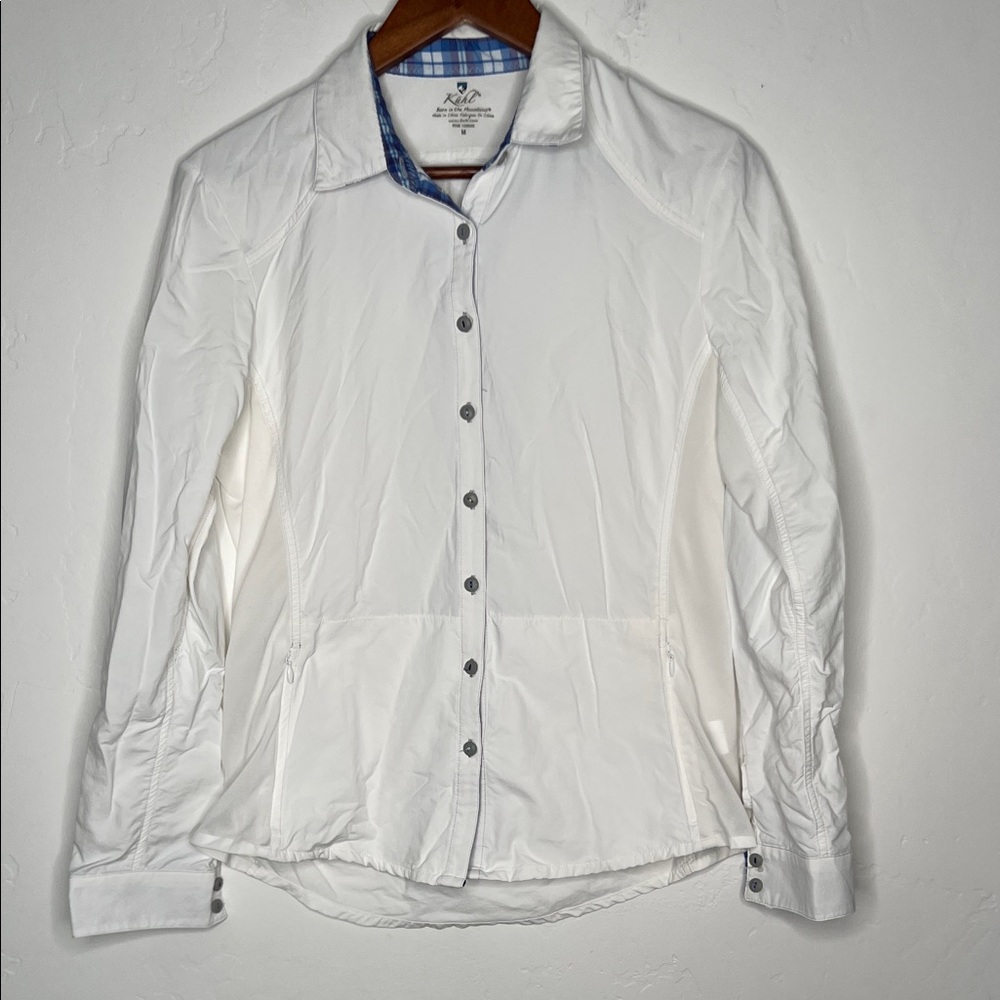 KUHL Men’s Medium Performance Hiking Shirt Long Sleeve White Outdoor Trail